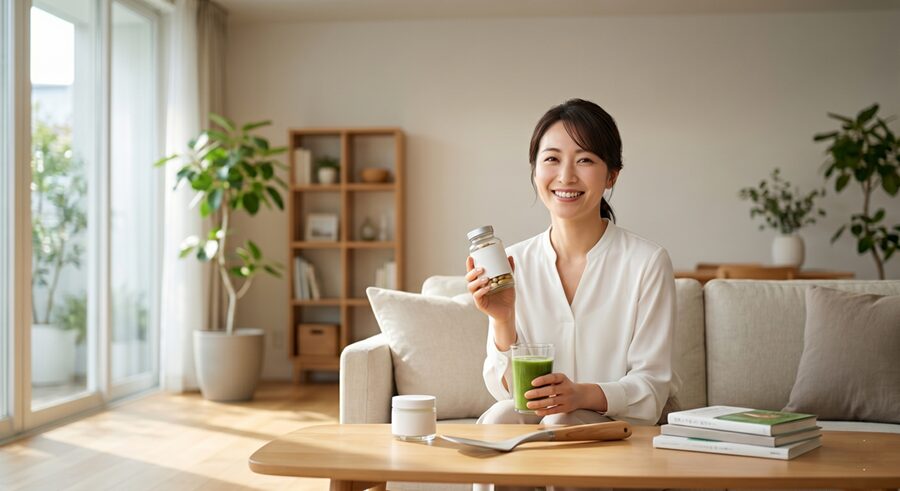 ビジネスなしも商品は使えるのか説明する女性